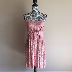 LOFT Beach - Leafed Smocked Back Tie Front Dress - XL - Orange Twist